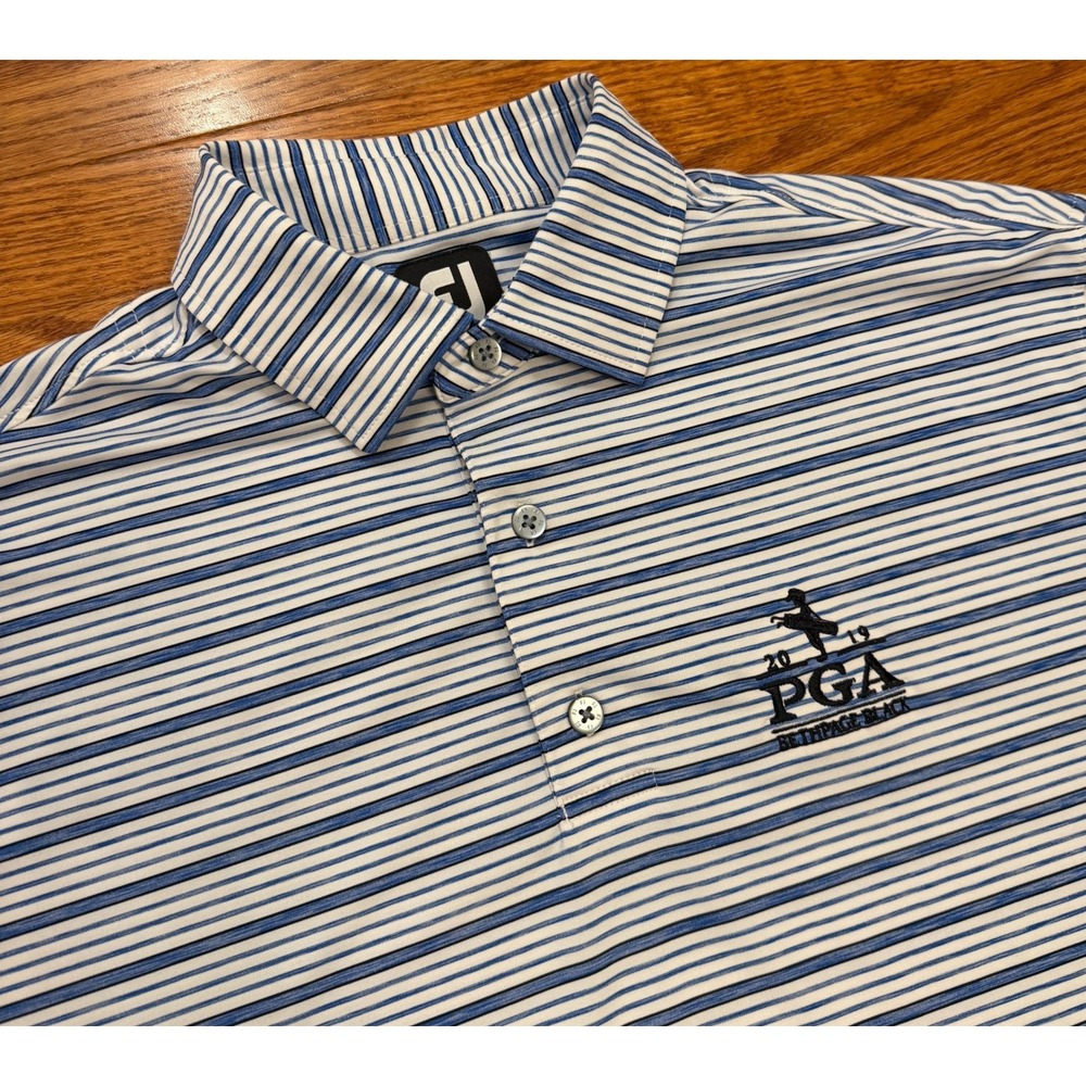 FootJoy 2019 PGA Championship Bethpage Black Golf Polo Shirt Mens Large Striped